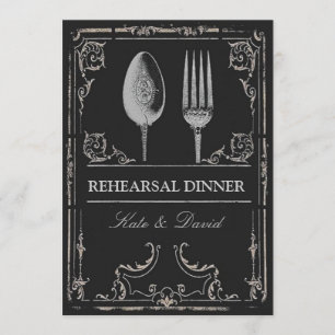 Vintage Ornate Silver Spoon Fork Rehearings Inbjudningar