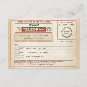 vintage OSA BRÖLLOP telegram Kort