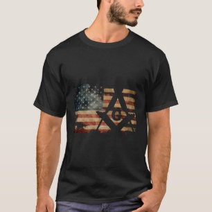 Vintage oss Mason Flagga Square Compass Masonic Sh T Shirt