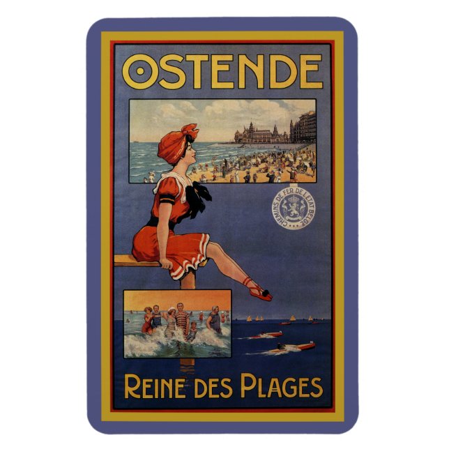 Vintage Ostend Sommarsträdans badskönhet Magnet (Vertikal)