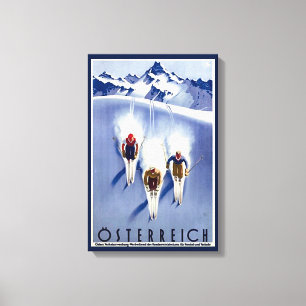 Vintage Österreich skidar Canvastryck