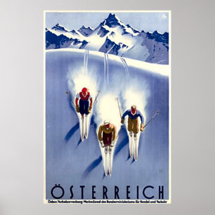 Vintage Österreich skidar Poster