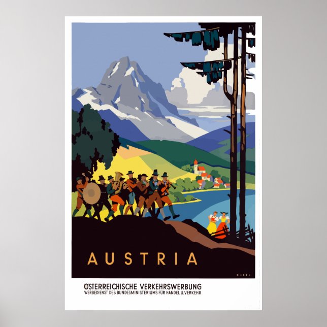 Vintage Österrike Alpernas Travel Poster (Framsidan)