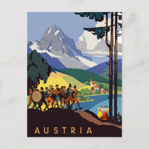Vintage Österrike Alpernas Travel Vykort