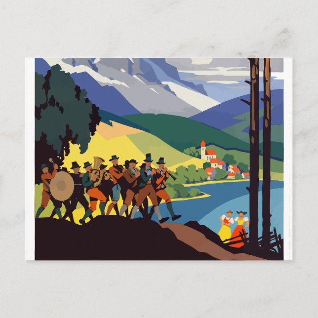 Vintage Österrike Alpernas Travel Vykort (Framsida)
