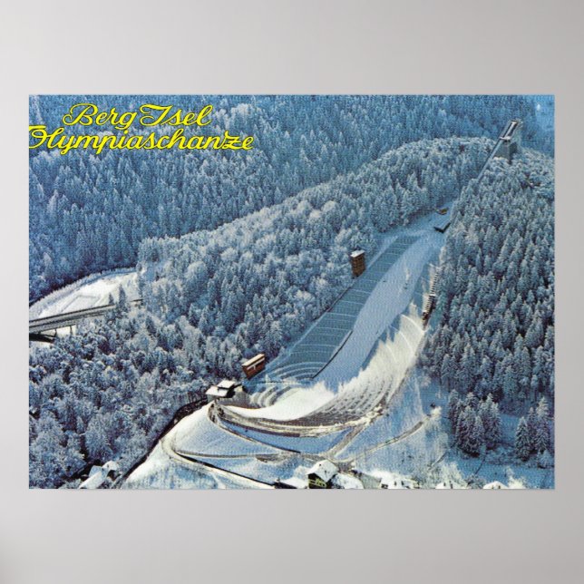 Vintage Österrike, Berg Isel, Olympic Ski Jump Poster (Framsidan)