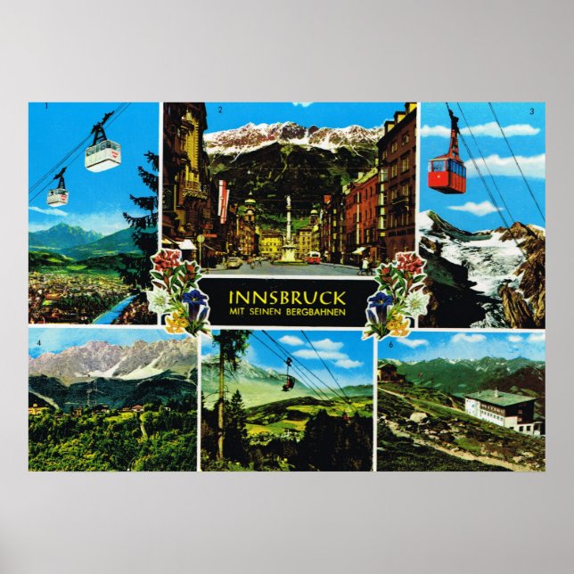 Vintage Österrike, Innsbruck multiview Poster (Framsidan)