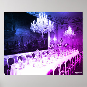 Vintage Österrike Wien Hofburg palats Matsal Poster