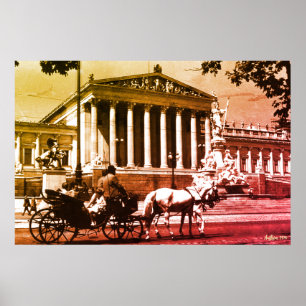 Vintage Österrike Wien parlamentet Poster