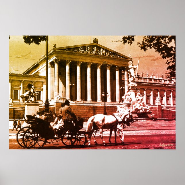 Vintage Österrike Wien parlamentet Poster (Framsidan)