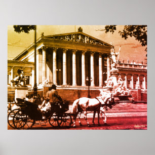 Vintage Österrike Wien parlamentet Poster