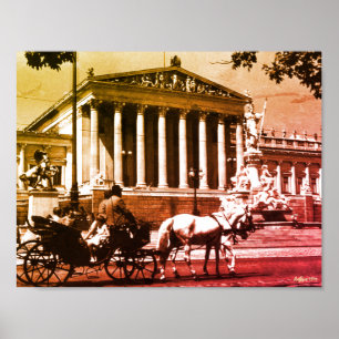 Vintage Österrike Wien parlamentet Poster