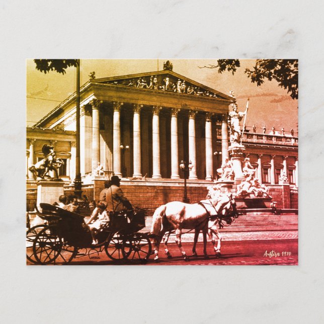 Vintage Österrike Wien parlamentet Vykort (Framsida)