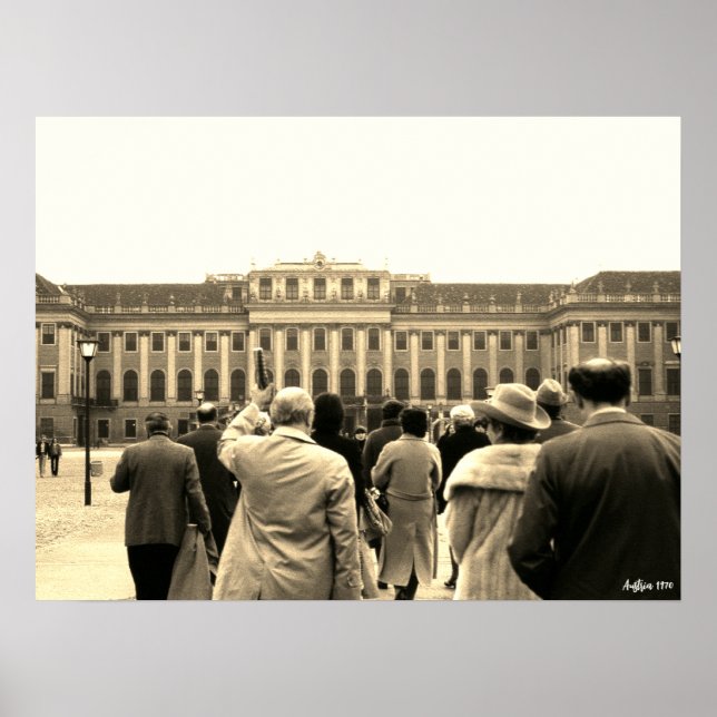Vintage Österrike Wien Schönbrunn hus Poster (Framsidan)
