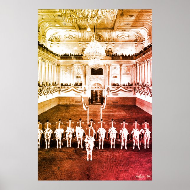 Vintage Österrike Wien Spansk Courbette Poster (Framsidan)