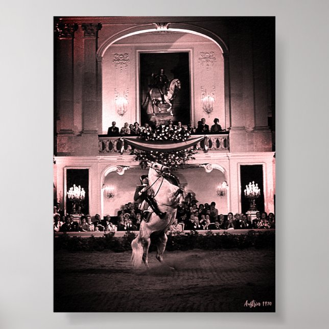 Vintage Österrike Wien Spansk Courbette Poster (Framsidan)