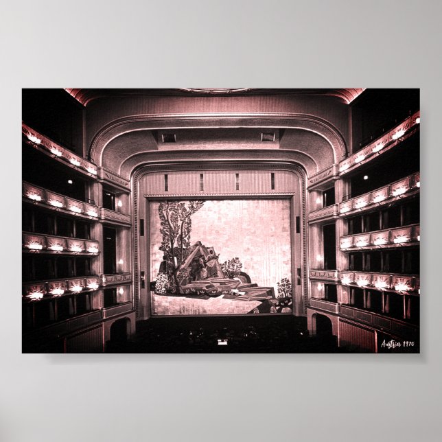 Vintage Österrike Wien Staatsoper operan inuti Poster (Framsidan)