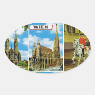 Vintage Österrike, Wien, Wien, Multiview Ovalt Klistermärke