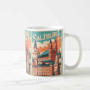 Vintage Österrikes huvudsalzburgskylt Kaffemugg