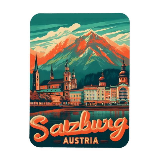 Vintage Österrikes huvudsalzburgskylt Magnet (Vertikal)