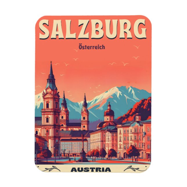 Vintage Österrikes huvudsalzburgskylt Magnet (Vertikal)
