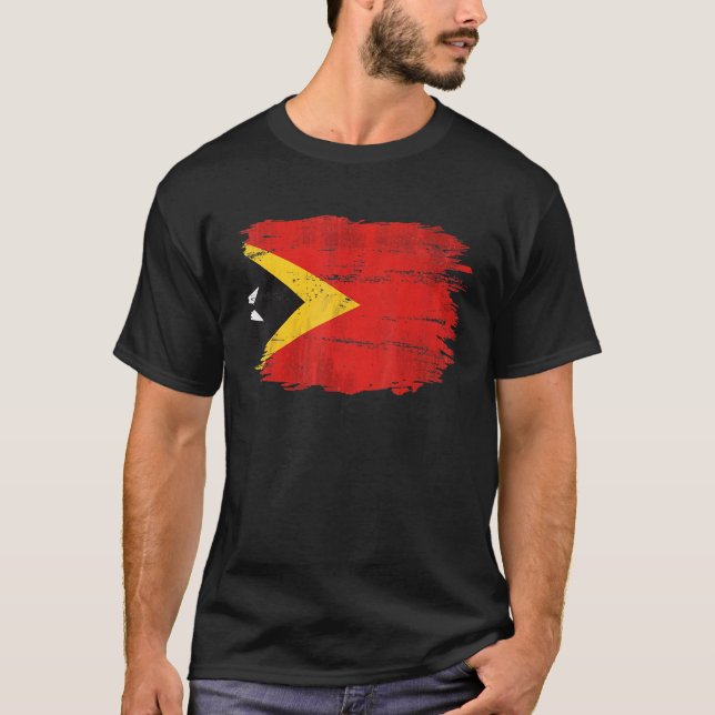 Vintage Östtimor Flagga T Shirt (Framsida)