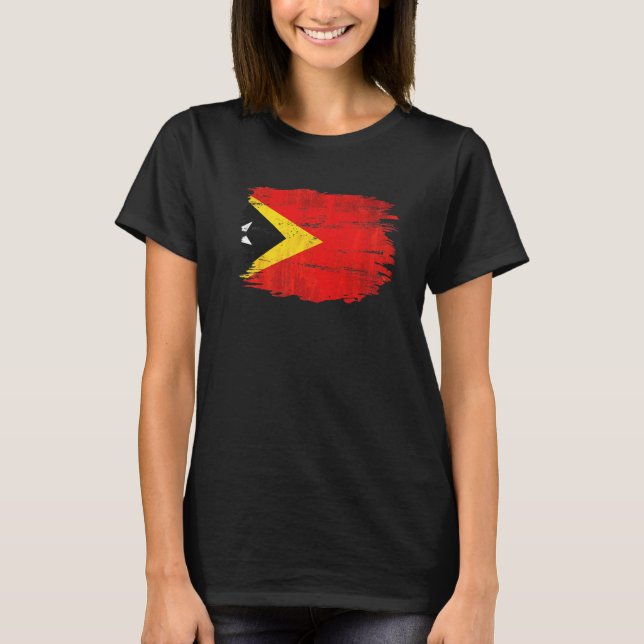 Vintage Östtimor Flagga T Shirt (Framsida)