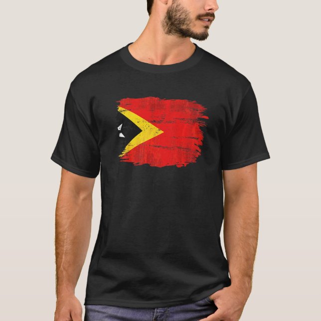 Vintage Östtimor Flagga T Shirt (Framsida)