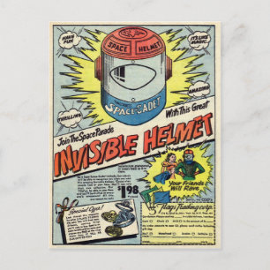 Vintage: Osynlig Helmet Annons Vykort
