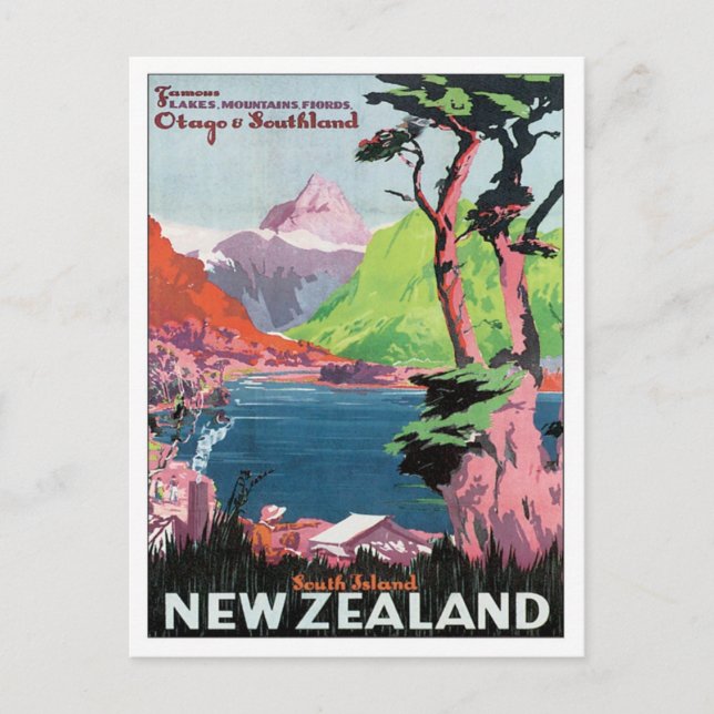 Vintage Otago Nya Zeeland Vykort (Framsida)