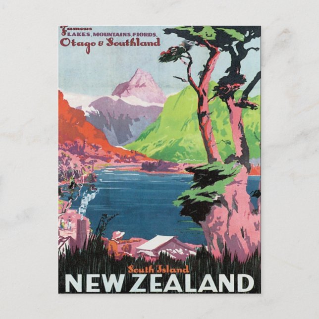 Vintage Otago Nya Zeeland Vykort (Framsida)