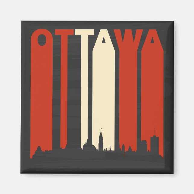 Vintage Ottawa Cityscape Magnet (Framsidan)