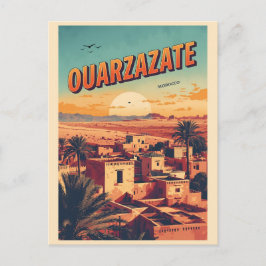 Vintage Ouarzazate city kasbah Sahara Desert moroc Vykort