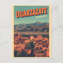 Vintage Ouarzazate city kasbah Sahara Desert moroc Vykort