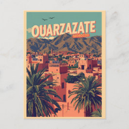 Vintage Ouarzazate stad kasbah Sahara öken Marocko Vykort