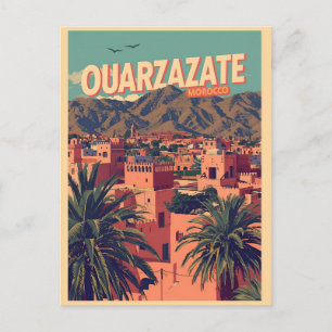 Vintage Ouarzazate stad kasbah Sahara öken Marocko Vykort