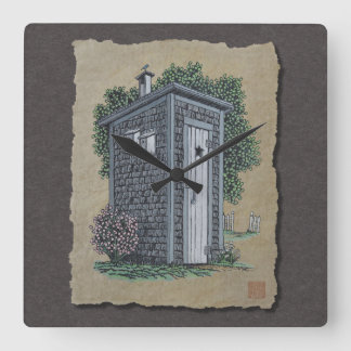 Vintage Outhouse Fyrkantig Klocka