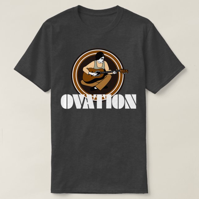 Vintage Ovation Guitars String Fling White  T Shirt (Design framsida)