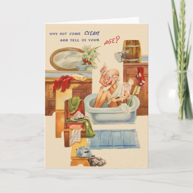 Vintage över Backe födelsedag Kort (Framsida)