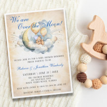 Vintage Över månen Baby Shower Inbjudan