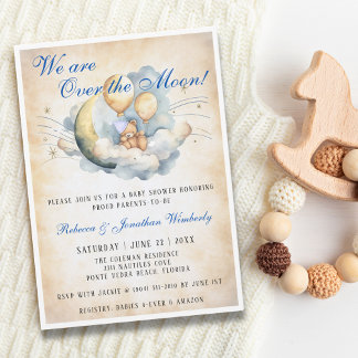 Vintage Över månen Baby Shower Inbjudan