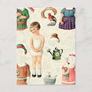 VINTAGE ÖVERGRIPANDE PAPPER DOLLS SVEETIE VYKORT