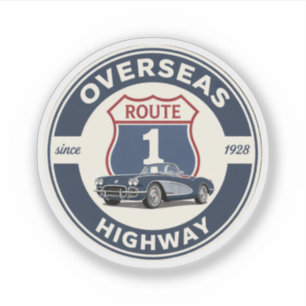 vintage Overseas Highway florida keys vägpresenter Klistermärken