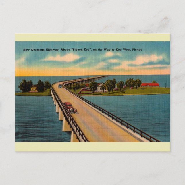Vintage Overseas Highway Florida Nycklar vykort (Framsida)