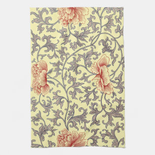 Vintage Owen Jones Chinoiserie Peony Blommig Desig Kökshandduk