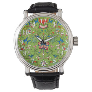 Vintage Owen Jones kinesisk Ornament Grön Blommig Armbandsur
