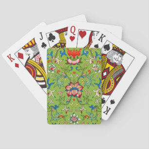 Vintage Owen Jones kinesisk prydnad grön blomsterg Casinokort