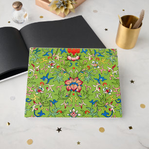 Vintage Owen Jones kinesiskt ornament grönt blomst Gästböcker