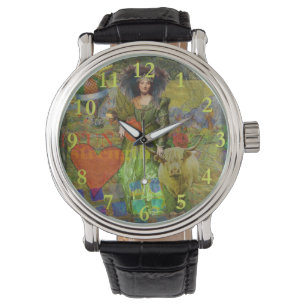 Vintage Oxen Klassisk Kvinnlig Porträtt Gotisk Kon Armbandsur