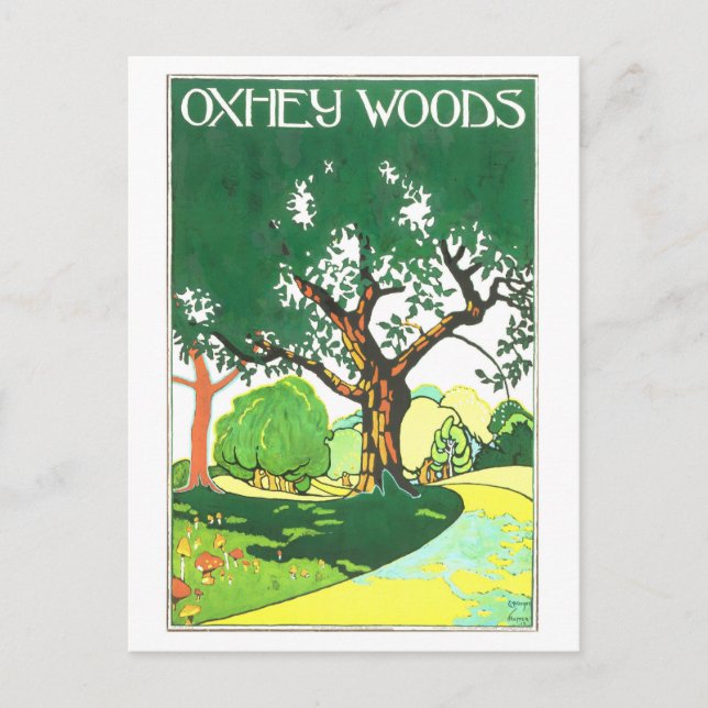 Vintage Oxhey Skogen Travel Vykort (Framsida)